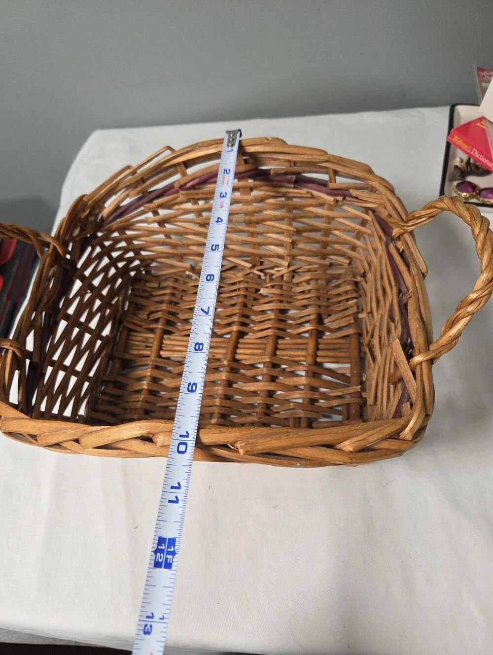 Vintage woven wicker/ ratten basket. Vintage bread basket  Wicker Fruit basket